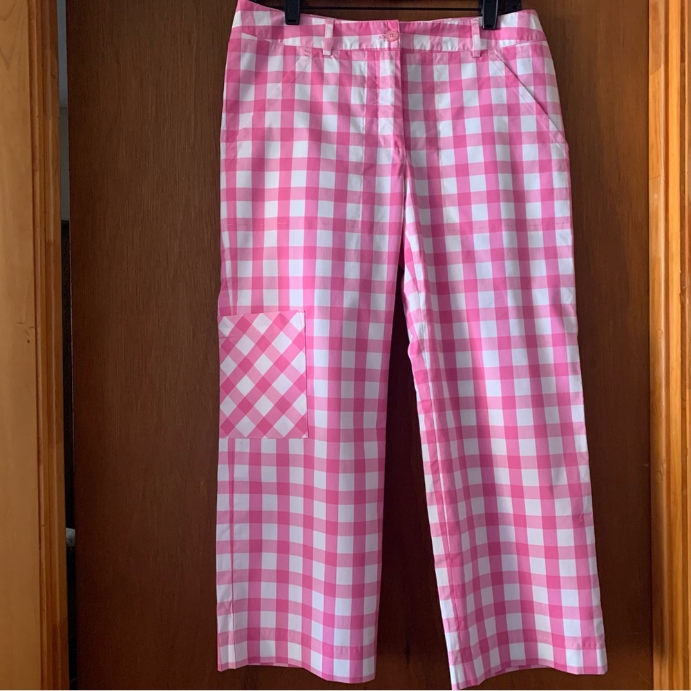 VINTAGE Lily Pulitzer NWT Women’s Stretch Pink Gingham Capri’s.  Size 4